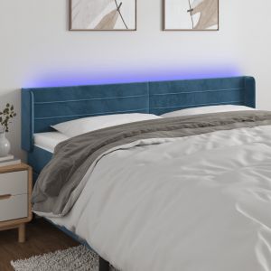 VidaXL Tête de lit à LED Bleu foncé 183x16x78/88 cm Velours - Dark blue