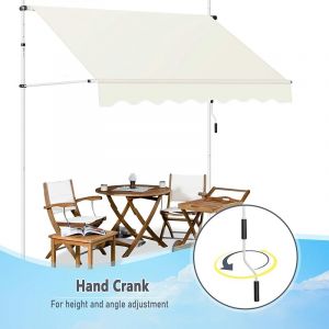 Image de WOLTU Store Banne Manuel, Auvent R&eacute;tractable avec Manivelle sans Per&ccedil;age, Marquise Pare Soleil &agrave; Bras Repliables, Hauteur R&eacute;glable, pour Balcon, Terrasse, 300 cm, Beige