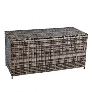 Coffre de rangement extérieur en polyrotin 120 x 50 x 59 cm marron mixte