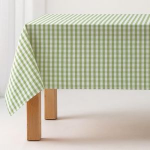 Image de Nappe en coton antitache tissu à carreaux vert olive 140x180 cm