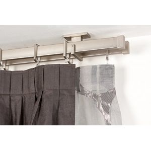 InCasa Double Tringle á Rideaux: 31 x 12 mm, L. 220 cm. en Acier satiné – Complet