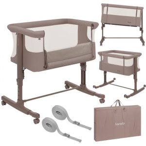 Lionelo Aurora 3 en 1 Lit b&eacute;b&eacute; jusqu'&agrave; 9 kg Cododo, Berceau R&eacute;glage de la Hauteur et de l&rsquo;Inclinaison du Matelas 4 roulettes avec Freins Matelas Ergonomique Sac (Beige Taupe)