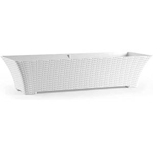 Image de PLASTICFORTE Plastic Forte Jardini&egrave;re en rotin 67 cm Blanc