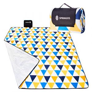 SPRINGOS Couverture de pique-nique 200 x 200 cm Motif triangulaire, Couverture d'extérieur Housse de voiture Serviette de plage Tapis de siège.