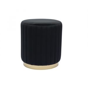Miliboo Pouf rond en velours noir et métal doré d40 cm dona