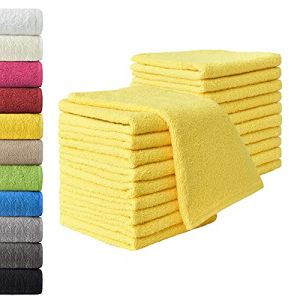 NatureMark hT0711 nM - 20 Pochettes en Tissu éponge Betz Set de 30 x 50 cm - 100% Coton Jaune