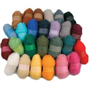 Creotime Lot de pelotes de laine cardée - 26 x 25 gr - Couleurs assorties