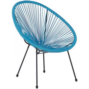 Beliani Fauteuil spaghetti en rotin bleu pour intérieur et extérieur ACAPULCO II