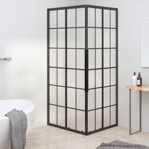 VidaXL Cabine de douche ESG dépoli 80x70x180 cm Noir - N/A