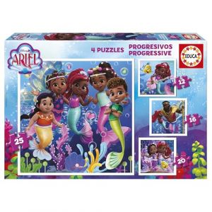 Educa Set de 4 Puzzles progressifs pour Enfants de 12 à 25 pièces | Progressifs Ariel. Dimensions : 16 x 16 cm. Recommandé à partir de 3 Ans (20342)