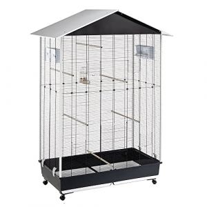 Ferplast Cage &agrave; Oiseaux NOTA Voli&egrave;re ext&eacute;rieure pour Oiseaux, Canaris, Pinsons, Perruches Ondul&eacute;es, Ins&eacute;parables, en M&eacute;tal, Accessoires inclus Mangeoires rotatives Perches Roues, 111x66,5xh 167 cm.