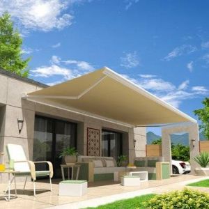 Intersun Store banne coffre ONYX 5,00x3,50 M (Motoris&eacute; Secours &agrave; T&eacute;l&eacute;commande + LED - Blanc - Ecrue)