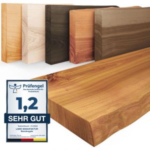 Lamo Manufaktur - tagère murale en bois massif, bord irrégulier, étagère flottante pure, Rustique 140cm, LW-01-A-003-140 - Rustique