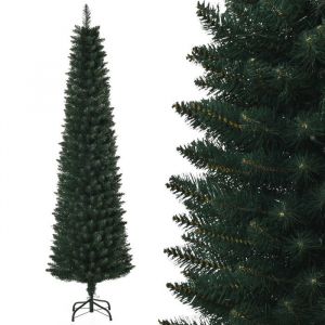 Homcom Sapin de Noël Artificiel 180 cm, Arbre de Noël Slim avec 380 Pointes de Branche, Support en métal Pliable, Facile à Monter et Ranger, pour Maison Bureau, Vert