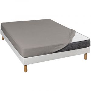 Terre de Nuit Drap housse gris jersey coton Lycra Tencel 200x200