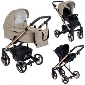 Image de Emjot Neri RoseGold Smooth Poussette combin&eacute;e trio Latte Landau poussette promenade si&egrave;ge auto iSize Groupe 0