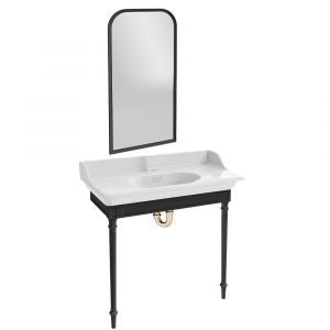 Jacob Delafon Console Cléo 1889 avec plan vasque + miroir + siphon or