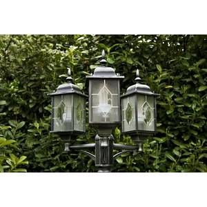 Konstsmide Lampadaire 3 lanternes MILANO en noir et argent&eacute;