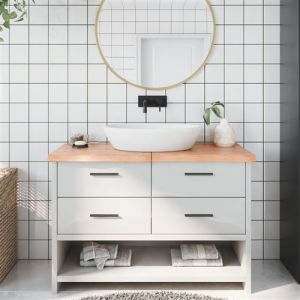 VidaXL Comptoir de salle de bain marron 120x60x(2-4) cm bois traité