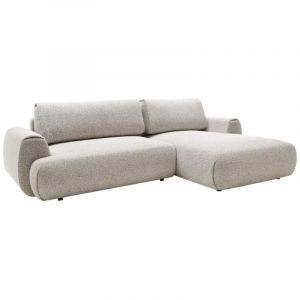 Canapé d'angle droit convertible en tissu texturé gris MONELIA