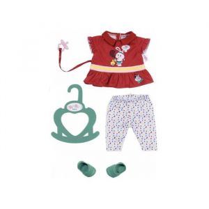 Zapf Tenue 4 pièces pantalon et haut rouge lapin + chaussures vertes + tétine baby born - 36 cm - habit poupée accessoire vêtement poupon