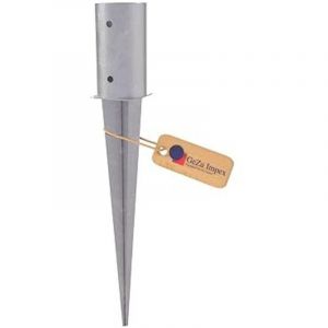 GeZu Impex Support de Poteau &agrave; Enfoncer Galvanis&eacute; &agrave; chaud ⌀ 81 x 600 mm ronds douille piquet cloture bois ancre