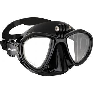 Cressi Metis Action Cam Mask Noir/Noir - Masque de Plongée Unisexe à Volume Réduit avec Support pour Action Cam, Noir/Noir, Taille Unique