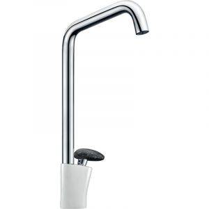 Essebagno Galet mitigeur lavabo bec haut blanc chrome poignée façon pierre - Autres Couleurs