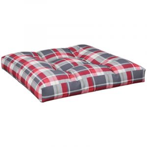 VidaXL Coussin de palette motif &agrave; carreaux rouge 80x80x12 cm tissu