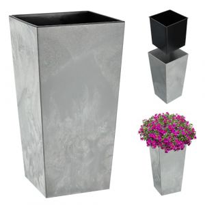 KADAX Pot de Fleur Haut, Grande Jardiniere en Plastique pour Une Décoration Interieure et Exterieure Moderne et Élégante, Bac à Fleur