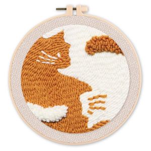 Punch Needle : Chat abstrait - avec cadre