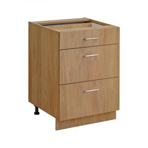 Meuble bas de cuisine avec 3 tiroirs "Laxy" - Marron - L 60 x H 81 x P 56 cm