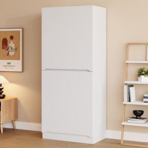 Armoire 70 x 40 x 170 cm - Avec 4 portes - Avec compartiments de rangement - Blanc