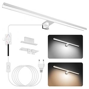 NIORSUN Lampe Miroir Salle de Bain LED 15W 60cm Double Temp&eacute;rature de Couleur 4000K 6000K, 1500LM Indice D'&eacute;tanch&eacute;it&eacute; IP44 Applique Murale Salle de Bain, Luminaire Salle de Bain, Spot Salle de Bain