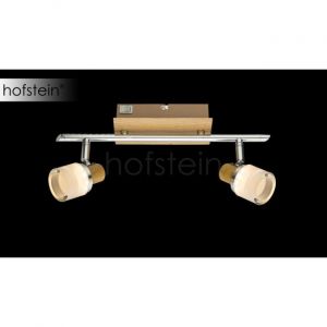 Globo Plafonnier LED sur rail, chrome, bois, ALONIS