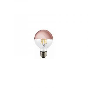 CristalRecord Ampoule globe élégante vintage très décorative LED, cuivre et transparent, lumière chaude, culot E27, 6 W, Ø95 mm