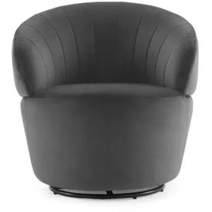 Fauteuil en tissu velours gris pivotant - corolla