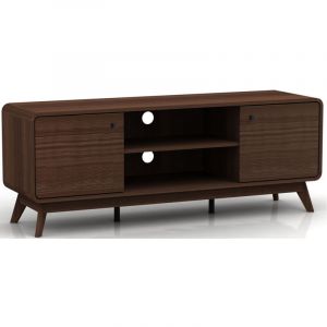 Meuble TV avec 2 portes en effet noyer
