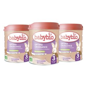BabyBio Lait Infantile - Optima 3&egrave;me &Acirc;ge avec Fibres - 800g - d&egrave;s 10 Mois - BIO - Fabriqu&eacute; en France - Sans Huile de Palme - Lot de 3