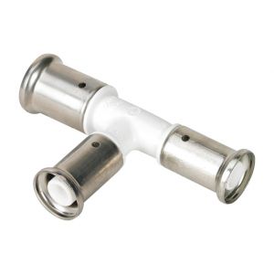 Image de Henco Té réduit PVDF blanc multicouche a sertir TH ou BE O26x3.0-16x2.0-20x2.0