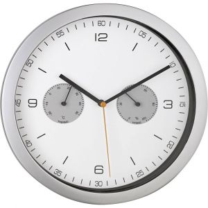 Horloge murale radiopiloté(e) Mebus 52827 argent 260 mm x 42 mm