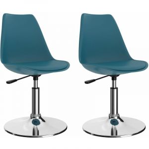 Image de VidaXL Chaises de salle à manger pivotantes 2 pcs Turquoise Similicuir