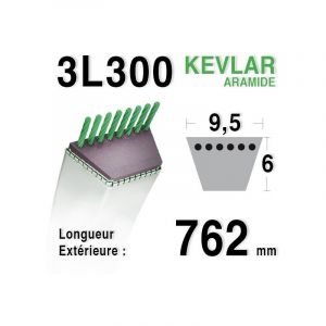 Universel Courroie lisse trapézoïdale SHAK aramide série 3L (section 9,53x6mm) : 762,00mm