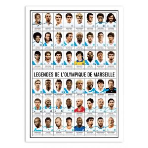 Image de Wall Editions Poster d'art - L&eacute;gendes de l'Olympique de Marseille - Olivier Bourdereau