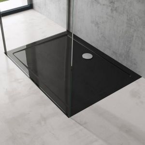 Bac à douche receveur de douche antiglisse rectangulaire acrylique noir Faro2 90x120x4cm + Bonde AL02 - Noir - Sogood