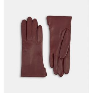 Galeries Lafayette Gants Calice cuir doublure cachemire Rouge