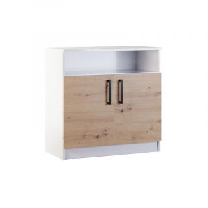 Hayato - commode - bois et blanc - 80 cm - Bois / Blanc