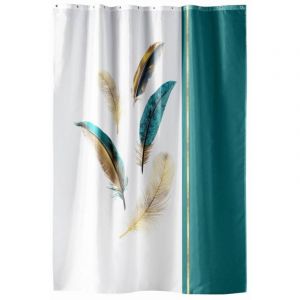 Douceur D'int&eacute;rieur - Rideau de douche 180x200 plumiss avec 12 anneaux