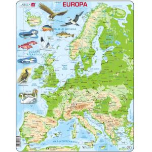 Larsen Puzzle Cadre - Carte Topographique de l'Europe (Italien)