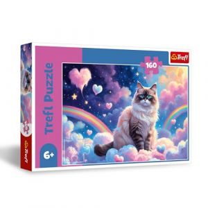 Trefl Un Chat Domestique - Puzzle 160 Pièces - Puzzle coloré avec Un Chat dans Les Nuages, Divertissement Créatif, Loisir pour Les Enfants à partir de 6 Ans